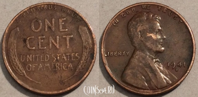 США 1 цент 1941 года, KM# 132, 103-049