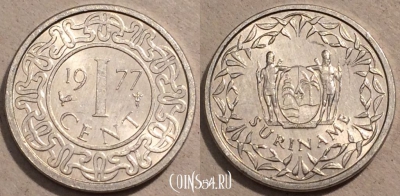 Суринам 1 цент 1977 года, KM# 11a, 105-090