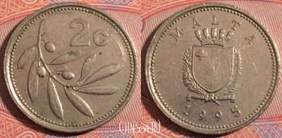 Мальта 2 цента 1995 года, KM# 94, 180-089
