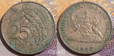 Тринидад и Тобаго 25 центов 1983 года, KM# 32, 197-129