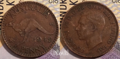 Австралия 1 пенни 1942 года, KM# 36, 203-144