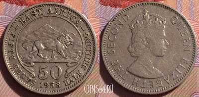 Восточная Африка 50 центов 1958 года, KM# 36, 271-053