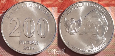 Индонезия 200 рупий 2016 года, KM# 72, UNC, 274-103