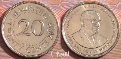 Маврикий 20 центов 2007 года, KM# 53, 275-108