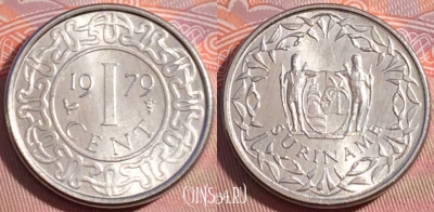 Суринам 1 цент 1979 года, KM# 11a, UNC, 275-141