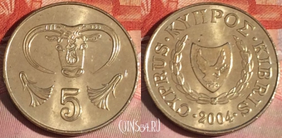 Кипр 5 центов 2004 года, KM# 55.3, 277-104