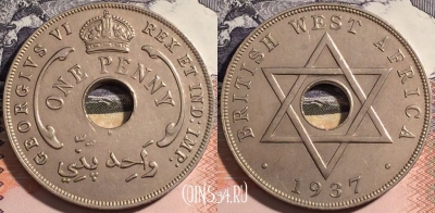 Британская Западная Африка 1 пенни 1937 года H, KM# 19