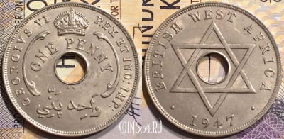 Британская Западная Африка 1 пенни 1947 года, KM# 19