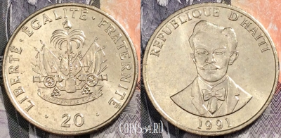 Гаити 20 сантимов 1991 года, см. состояние, 91-006
