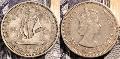 Восточные Карибы 10 центов 1965 года, см. сост., 92-018