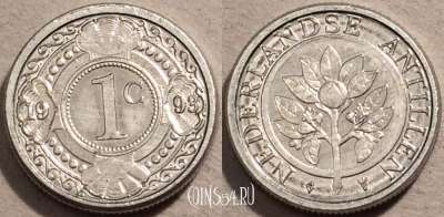 Нидерландские Антиллы 1 цент 1993 года, KM# 32, 100-050