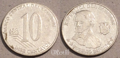 Эквадор 10 сентаво 2000 года, KM# 106, 104-014