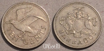 Барбадос 10 центов 1973 года, КМ# 12, 107-068