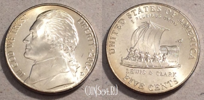 США 5 центов 2004 года, KM# 361, UNC, 108-071