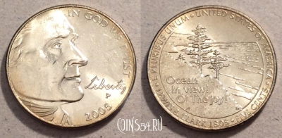 США 5 центов 2005 года, KM# 369, UNC, 108-080