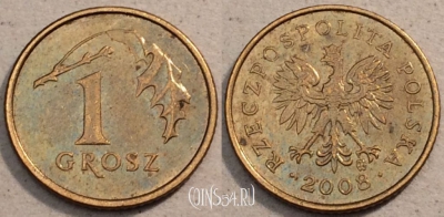Польша 1 грош 2008 года, Y# 276, 97-001