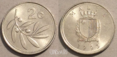 Мальта 2 цента 1993 года, KM# 94, 99-137