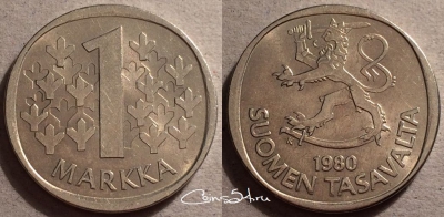 Финляндия 1 марка 1980 года, см. сост., 87-033a