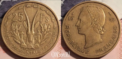 Французская Западная Африка 25 франков 1956 г., a063-030