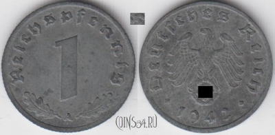 Германия (Третий рейх) 1 рейхспфенниг 1942 года, KM 97, 120-019