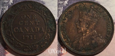 Канада 1 цент 1911 года, Король Георг V, KM# 15, a091-048