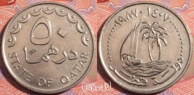 Катар 50 дирхамов 1987 года (١٩٨٧), KM# 5, a146-107