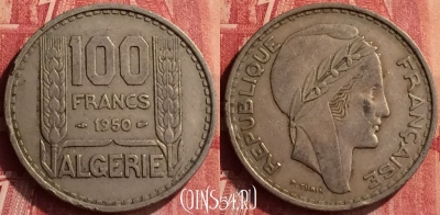 Алжир 100 франков 1950 года, KM# 93, 345o-104