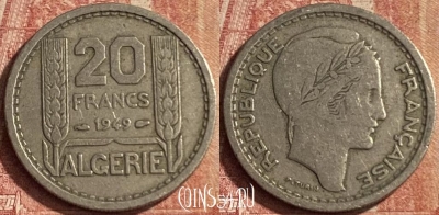 Алжир 20 франков 1949 года, KM# 91, 095p-009 ♛