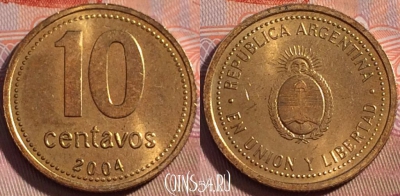 Аргентина 10 сентаво 2004 года, KM# 107, 118b-006