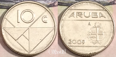 Аруба 10 центов 2009 года, KM# 2, 166-088
