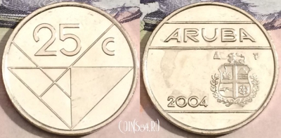 Аруба 25 центов 2004 года, KM# 3, 166-090