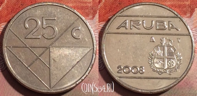 Аруба 25 центов 2008 года, KM# 3, 251a-047