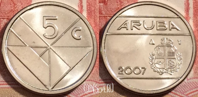 Аруба 5 центов 2007 года, KM# 1, 222-022