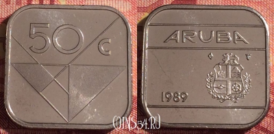 Аруба 50 центов 1989 года, KM# 4, 296i-092