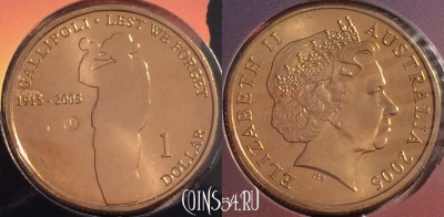 Австралия 1 доллар 2005 года, M, блистер, UNC, 400j-012