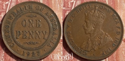 Австралия 1 пенни 1927 года, KM# 23, 452o-062