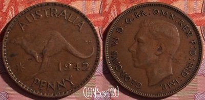 Австралия 1 пенни 1942 года, KM# 36, 055i-034