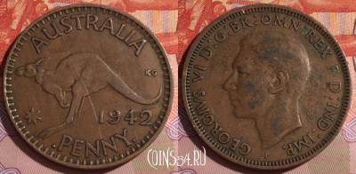 Австралия 1 пенни 1942 года, KM# 36, 168c-033