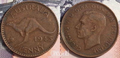 Австралия 1 пенни 1943 года, KM# 36, a085-045