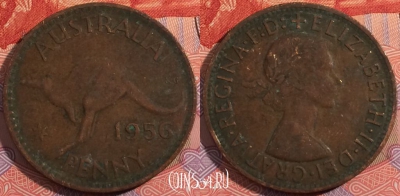 Австралия 1 пенни 1956 года, Перта, KM# 56, a114-084