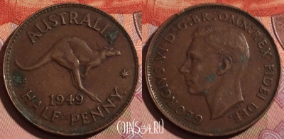 Австралия 1/2 пенни 1949 года, KM# 42, 216b-129 ♛