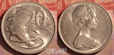 Австралия 20 центов 1976 года, KM# 66, UNC, 098l-007