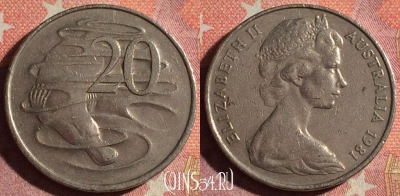 Австралия 20 центов 1981 года, KM# 64, 370-052