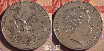 Австралия 20 центов 2001 года, KM# 558, 101a-077