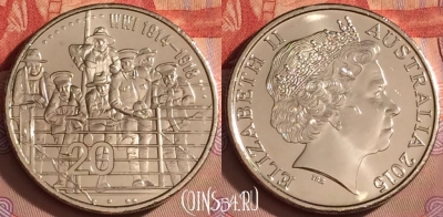Австралия 20 центов 2015 года, UNC, 095l-048