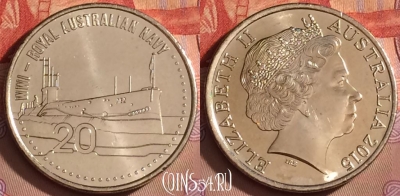 Австралия 20 центов 2015 г., Королевский флот, UNC, 095l-007