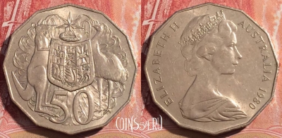 Австралия 50 центов 1980 года, KM# 68, 066c-074 ♛