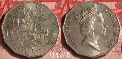 Австралия 50 центов 1988 г., 200 лет Австралии, 304o-039