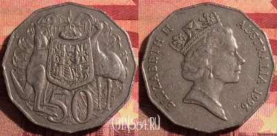Австралия 50 центов 1996 г., редкий год, KM# 83, 281i-084