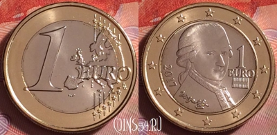 Австрия 1 евро 2017 года, KM# 3142, UNC, 285j-136